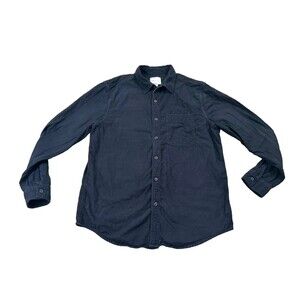 American Eagle Men's Button Down Shirt Large Black Super Soft Lined 100% Cotton